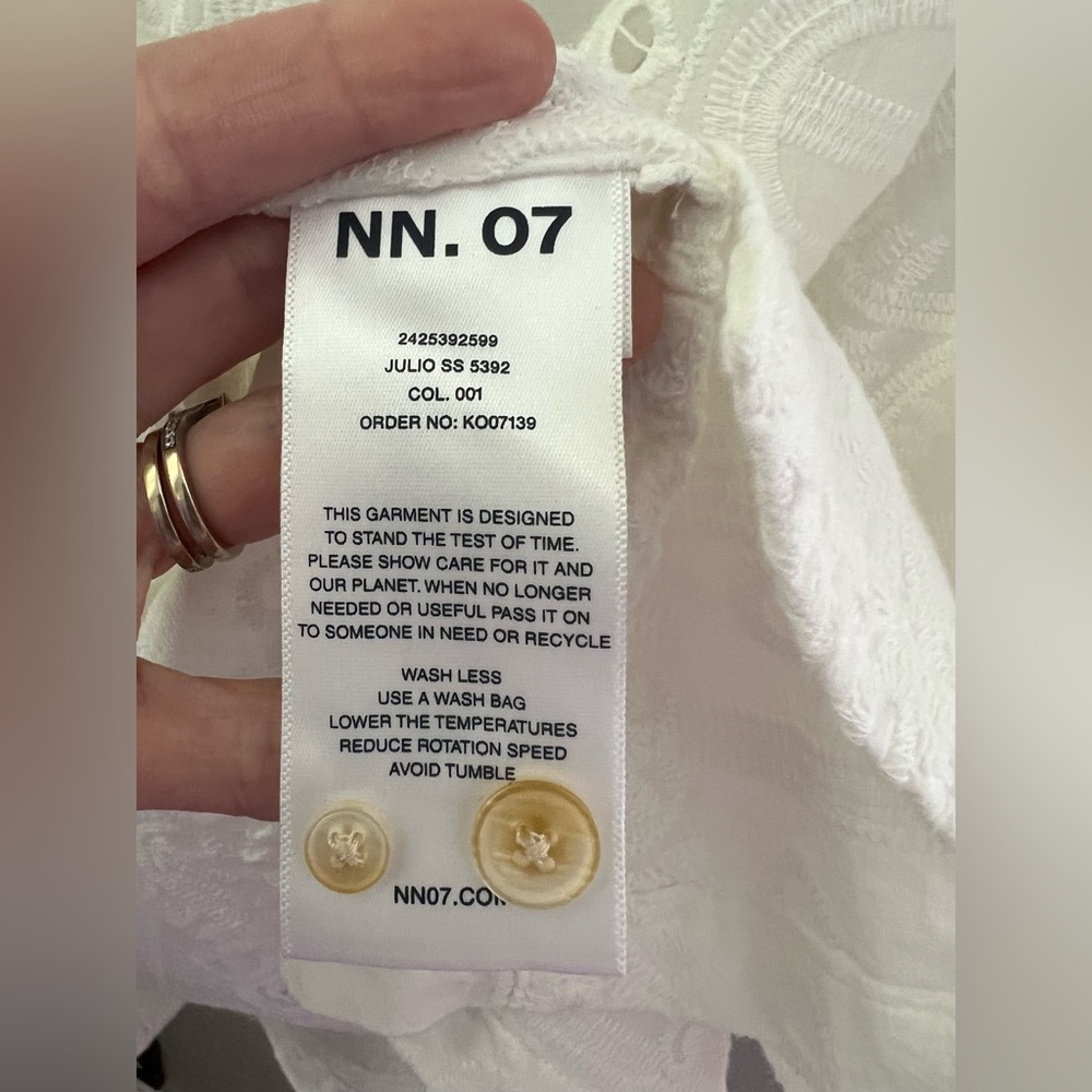 NN07 Julio Eyelet Embroidered Shirt In White Size XL New - Picture 7 of 10